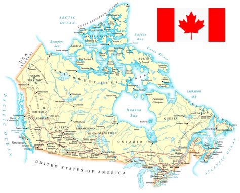 Map of Canada – Cities and Roads .